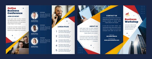 Flat design business workshop brochure template