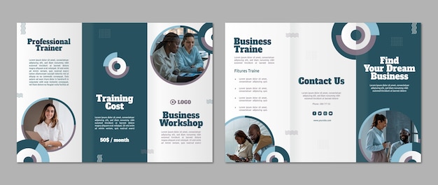 Flat design business workshop brochure