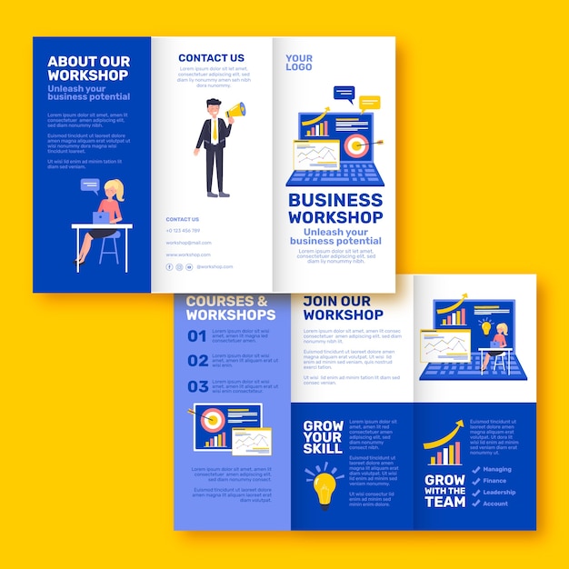 Flat design business workshop brochure