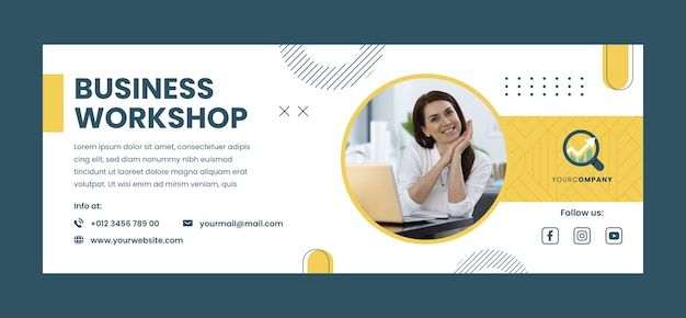 Flat design business workshop facebook cover