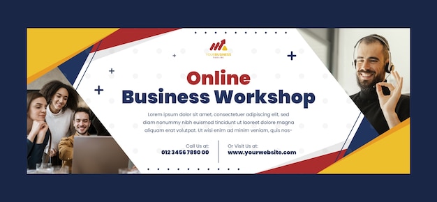 Free vector flat design business workshop facebook cover