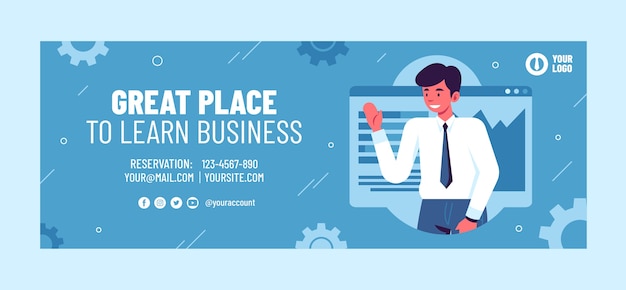 Flat design business workshop facebook cover