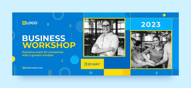 Flat design business workshop facebook cover