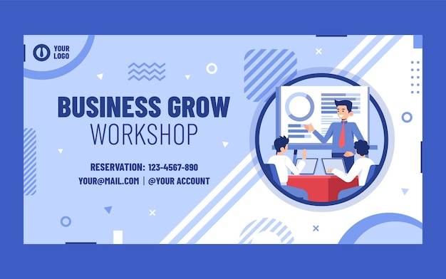 Flat design business workshop facebook post