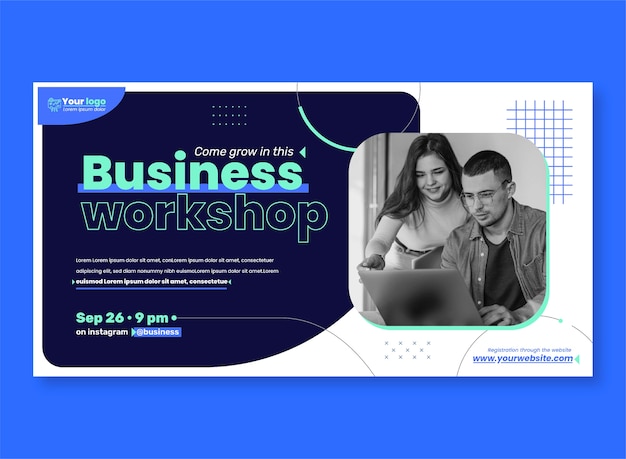 Flat design business workshop facebook post