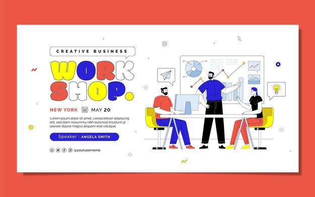 Flat design business workshop facebook post