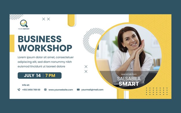 Flat design business workshop facebook template