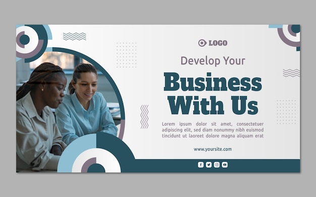 Flat design business workshop facebook template