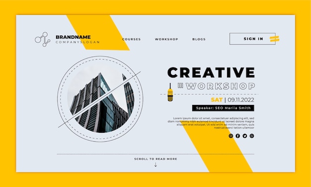 Free vector flat design business workshop landing page