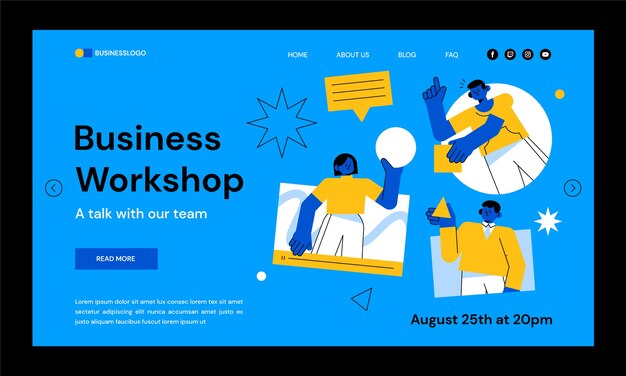 Flat design business workshop landing page