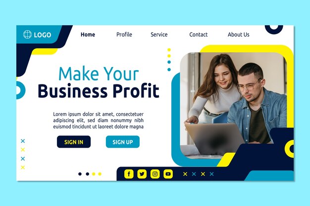 Flat design business workshop landing page