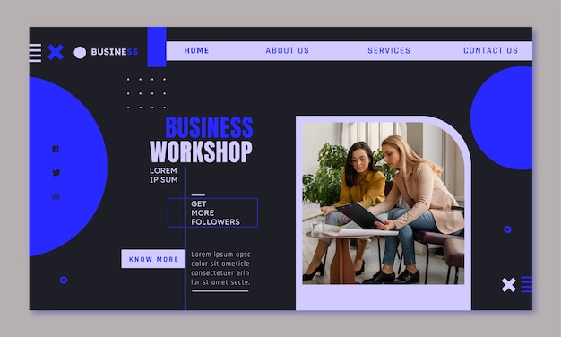 Free vector flat design business workshop landing page