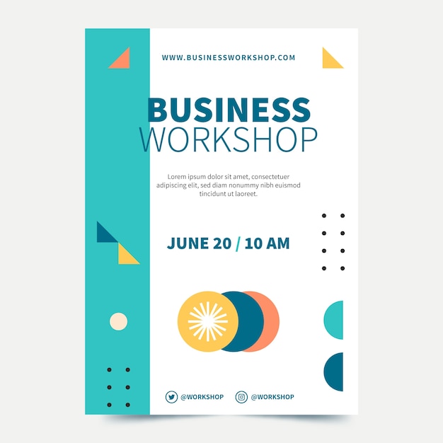 Free vector flat design business workshop poster template