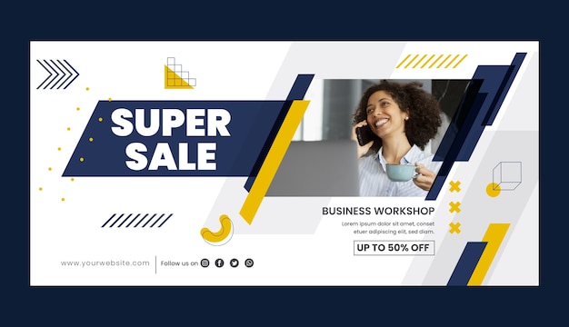 Free vector flat design business workshop sale banner template