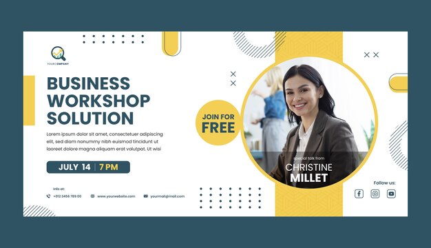 Flat design business workshop sale banner