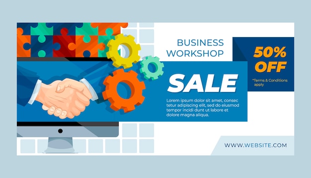 Free vector flat design business workshop sale banner