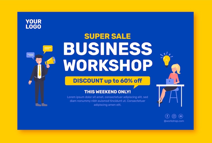Free Vector flat design business workshop sale banner