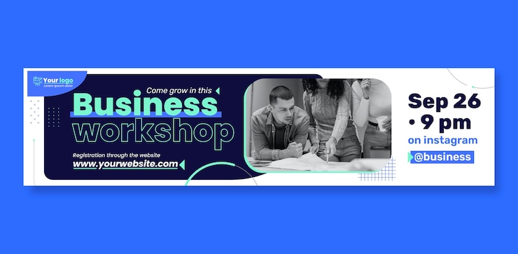 Free Vector flat design business workshop twitch banner template