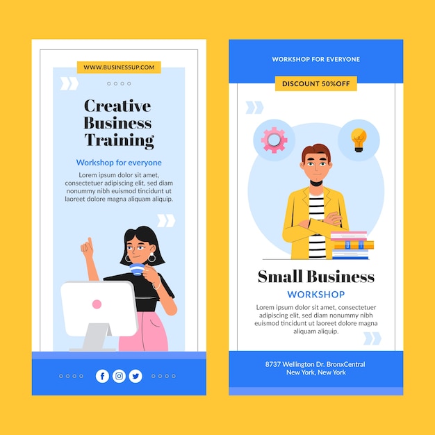 Free Vector | Flat design business workshop vertical banner