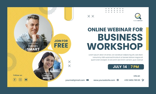 Free vector flat design business workshop webinar template