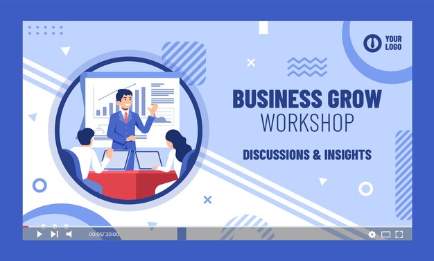 Flat design business workshop youtube thumbnail