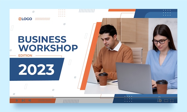 Free vector flat design business workshop youtube thumbnail