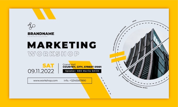 Flat design business workshop youtube thumbnail