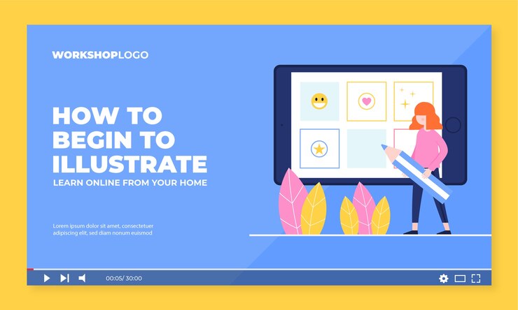 Free Vector flat design business workshop youtube thumbnail