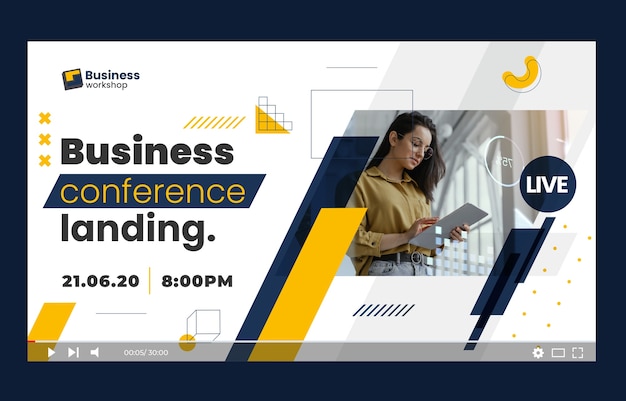 flat design business workshop youtube thumbnail