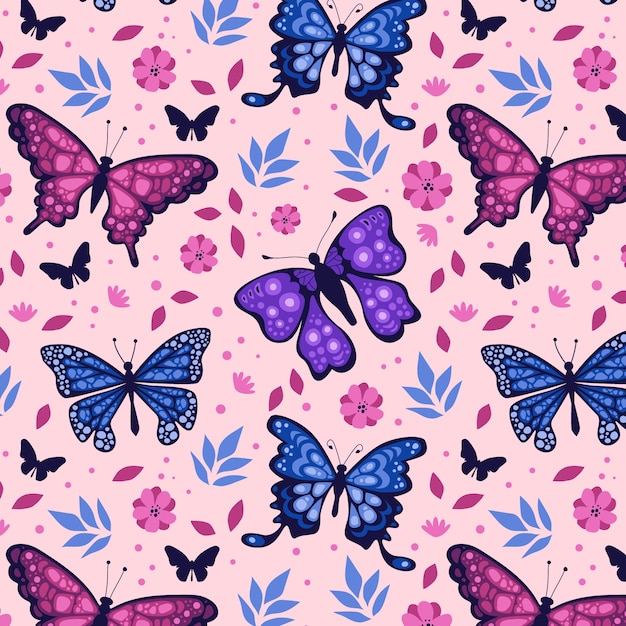 Flat design butterfly pattern