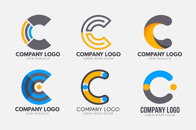 Vettore gratuito collezione di logo c design piatto