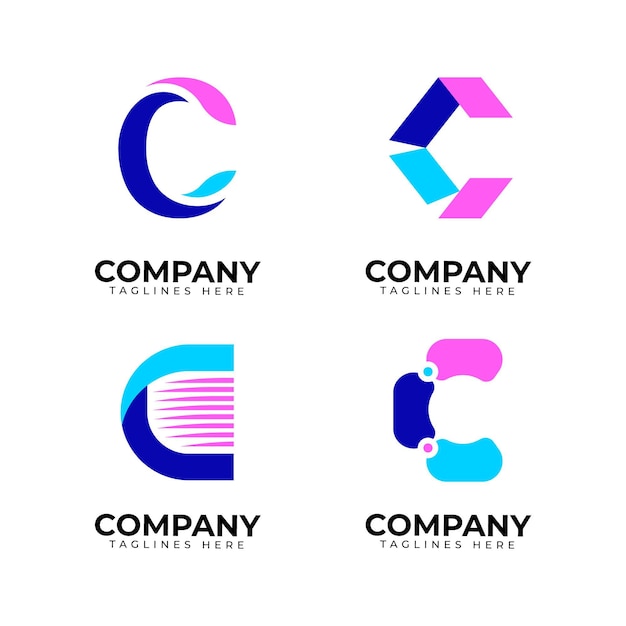 Flat design c logo collection