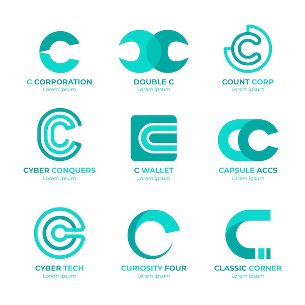 Flat design c logo collection