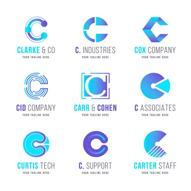 Flat design c logo collection