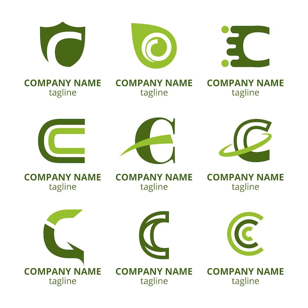 Free vector flat design c logo template collection