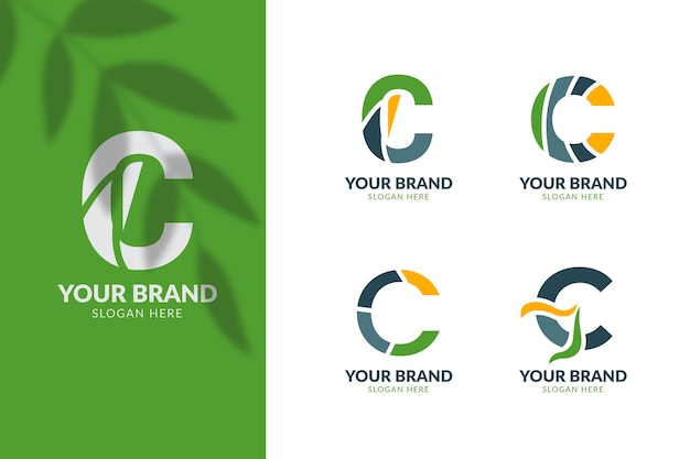 Flat design c logo template collection