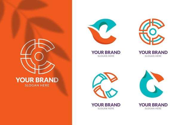 Free vector flat design c logo template collection