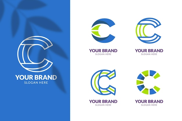 Free vector flat design c logo template collection