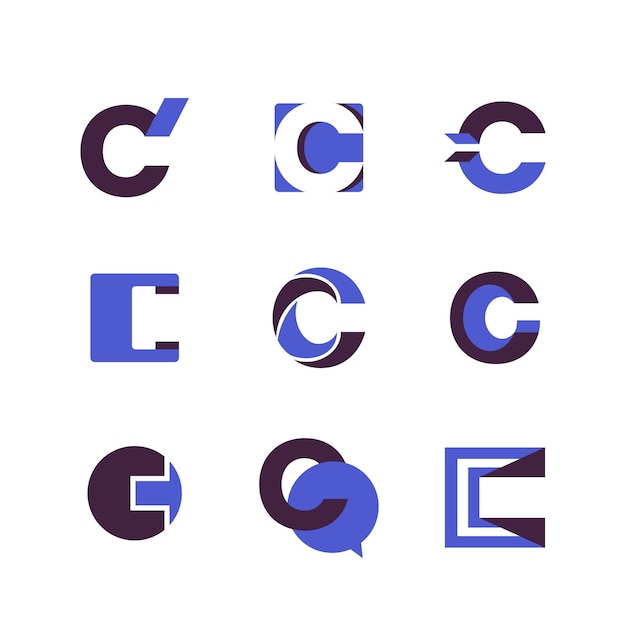 Flat design c logo template collection