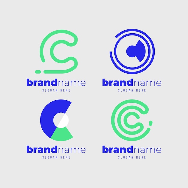 Vettore gratuito collezione di modelli di logo design piatto c