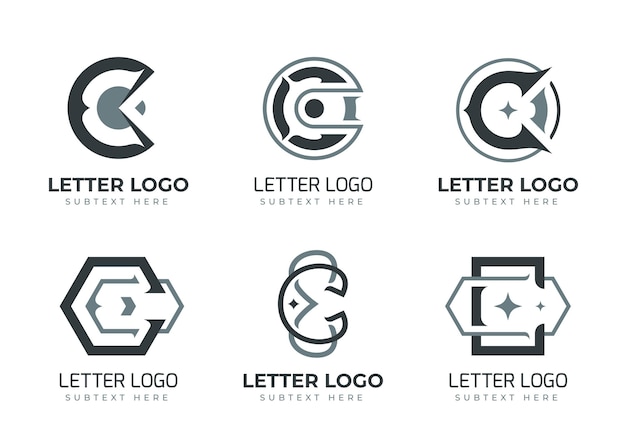 Flat design c logo template pack