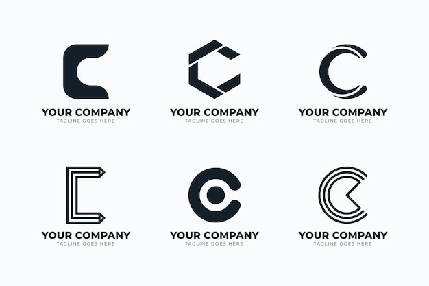 Бесплатное векторное изображение Плоский дизайн c набор шаблонов логотипа