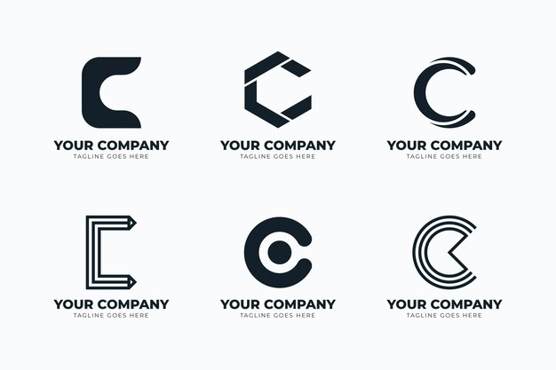 Flat design c logo template set
