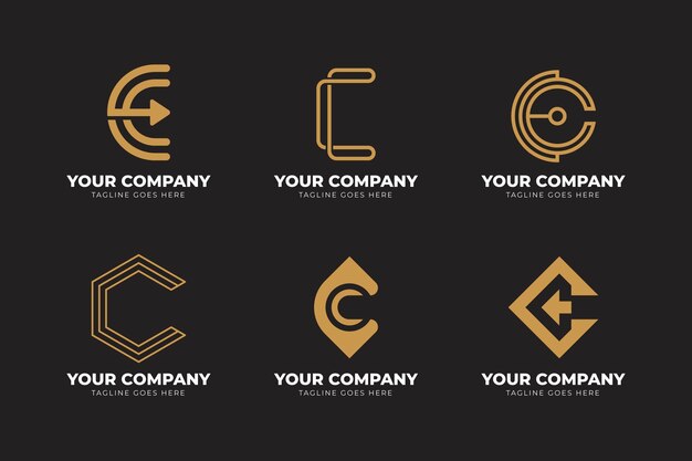 Flat design c logo template set