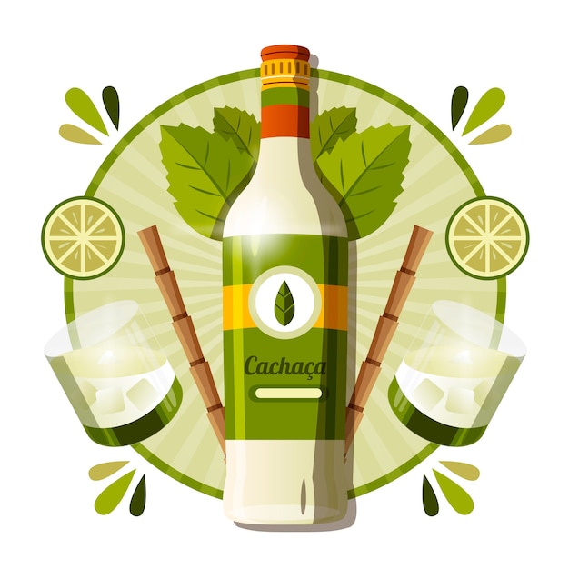 Vettore gratuito illustrazione di cachaça design piatto