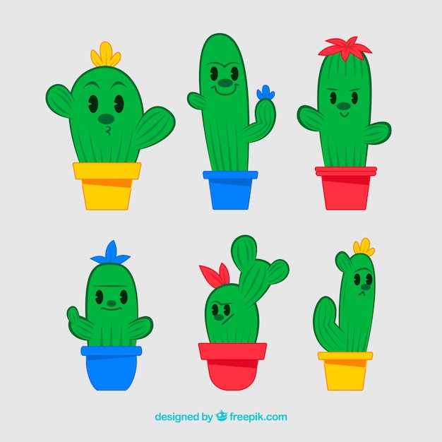 Flat design cactus collection