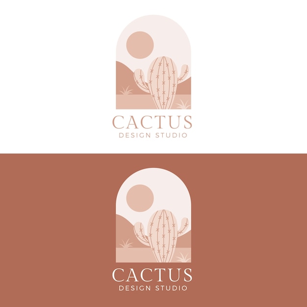 Vettore gratuito design piatto con logo cactus
