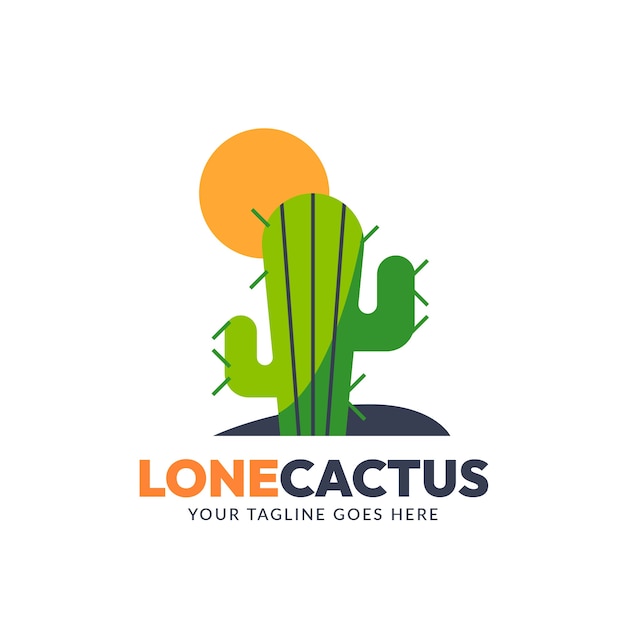 Шаблон логотипа кактуса с плоским дизайном