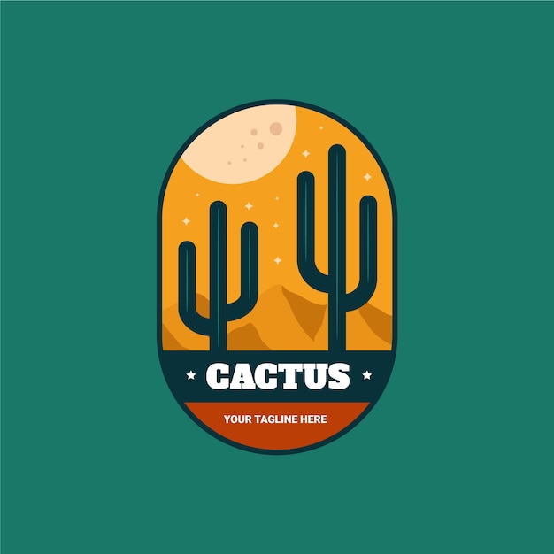 Flat design cactus logo template