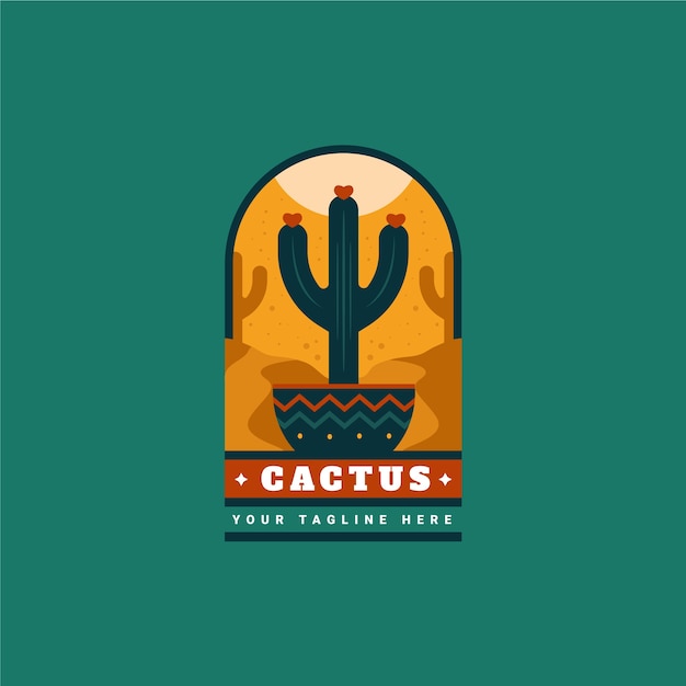 Free vector flat design cactus logo template